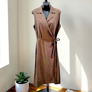 MANGO Solid Wrap Dress NWT SZ 10 Taupe/Brown NWT